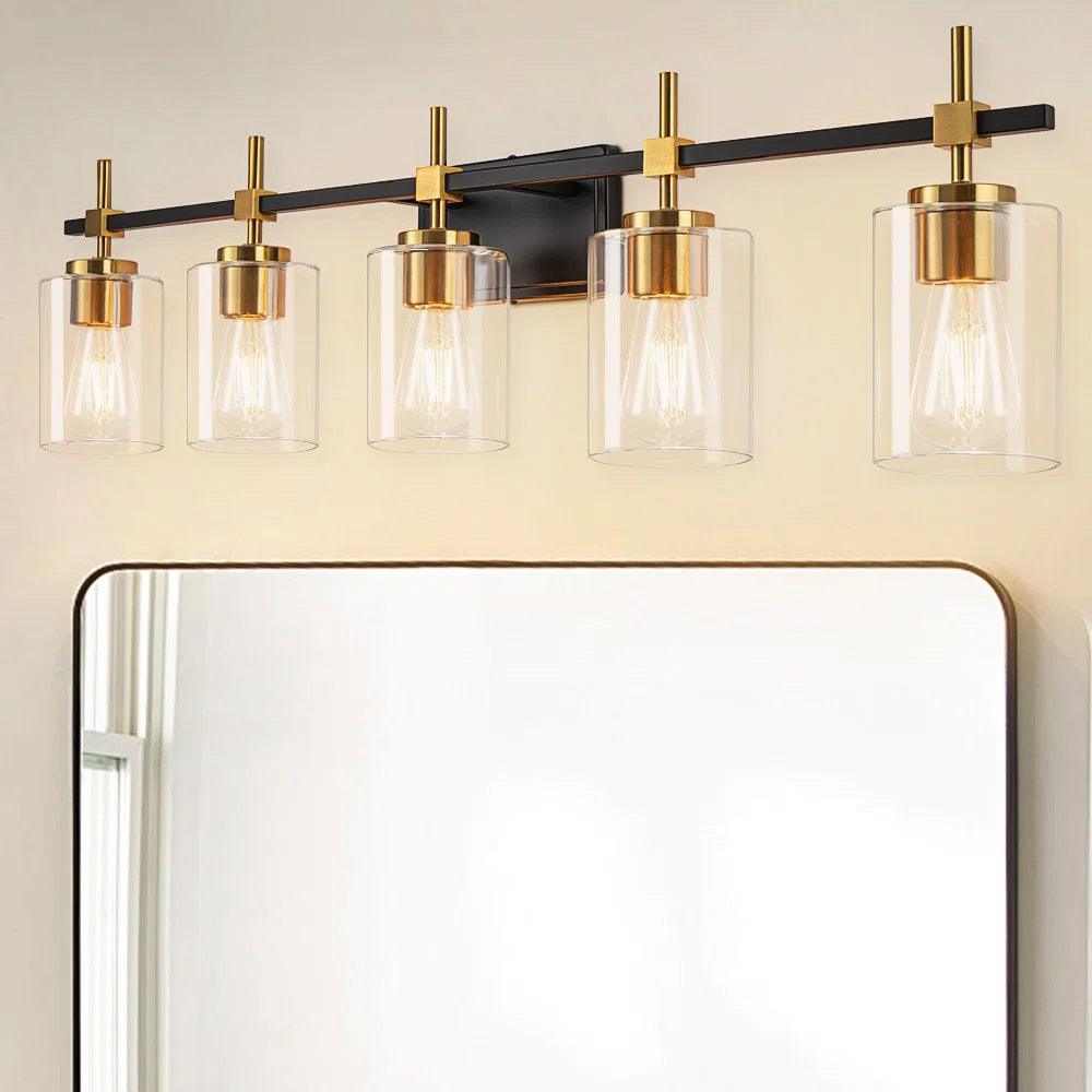 Clear Glass Jasper Modern 5-Light Bathroom Vanity Light