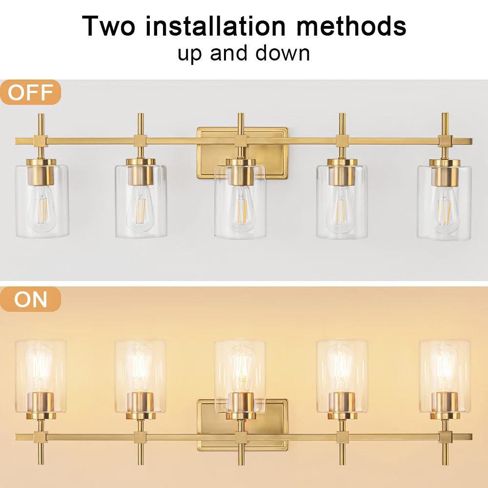 Clear Glass Jasper Modern 5-Light Bathroom Vanity Light