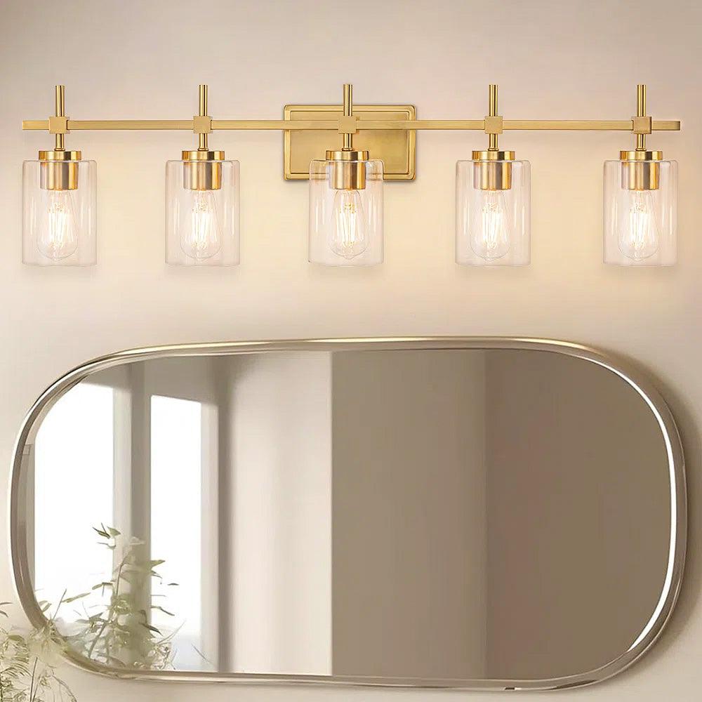 Clear Glass Jasper Modern 5-Light Bathroom Vanity Light