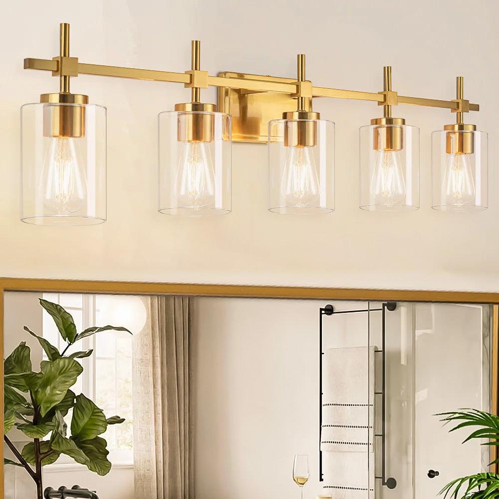 Clear Glass Jasper Modern 5-Light Bathroom Vanity Light