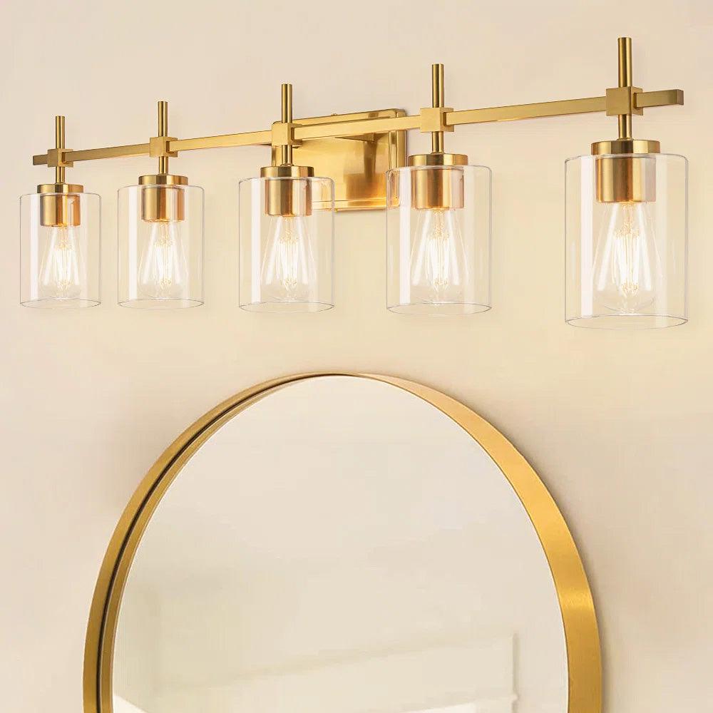 Clear Glass Jasper Modern 5-Light Bathroom Vanity Light