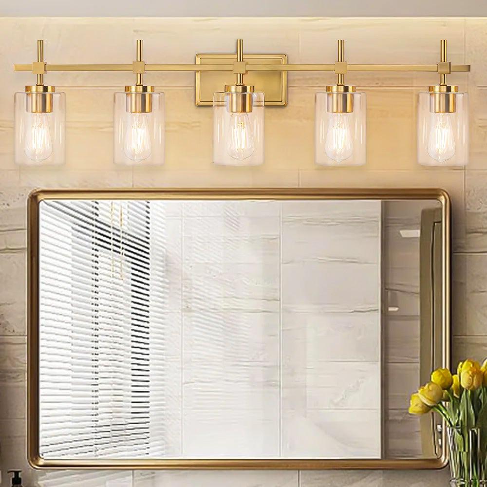 Clear Glass Jasper Modern 5-Light Bathroom Vanity Light