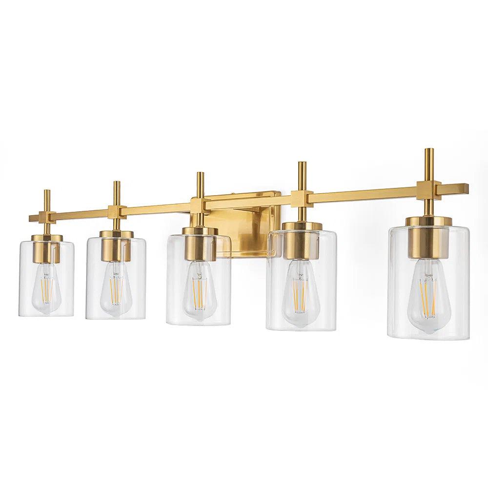 Clear Glass Jasper Modern 5-Light Bathroom Vanity Light