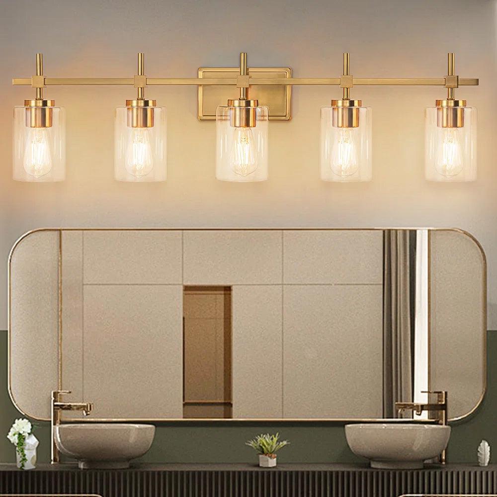 Clear Glass Jasper Modern 5-Light Bathroom Vanity Light