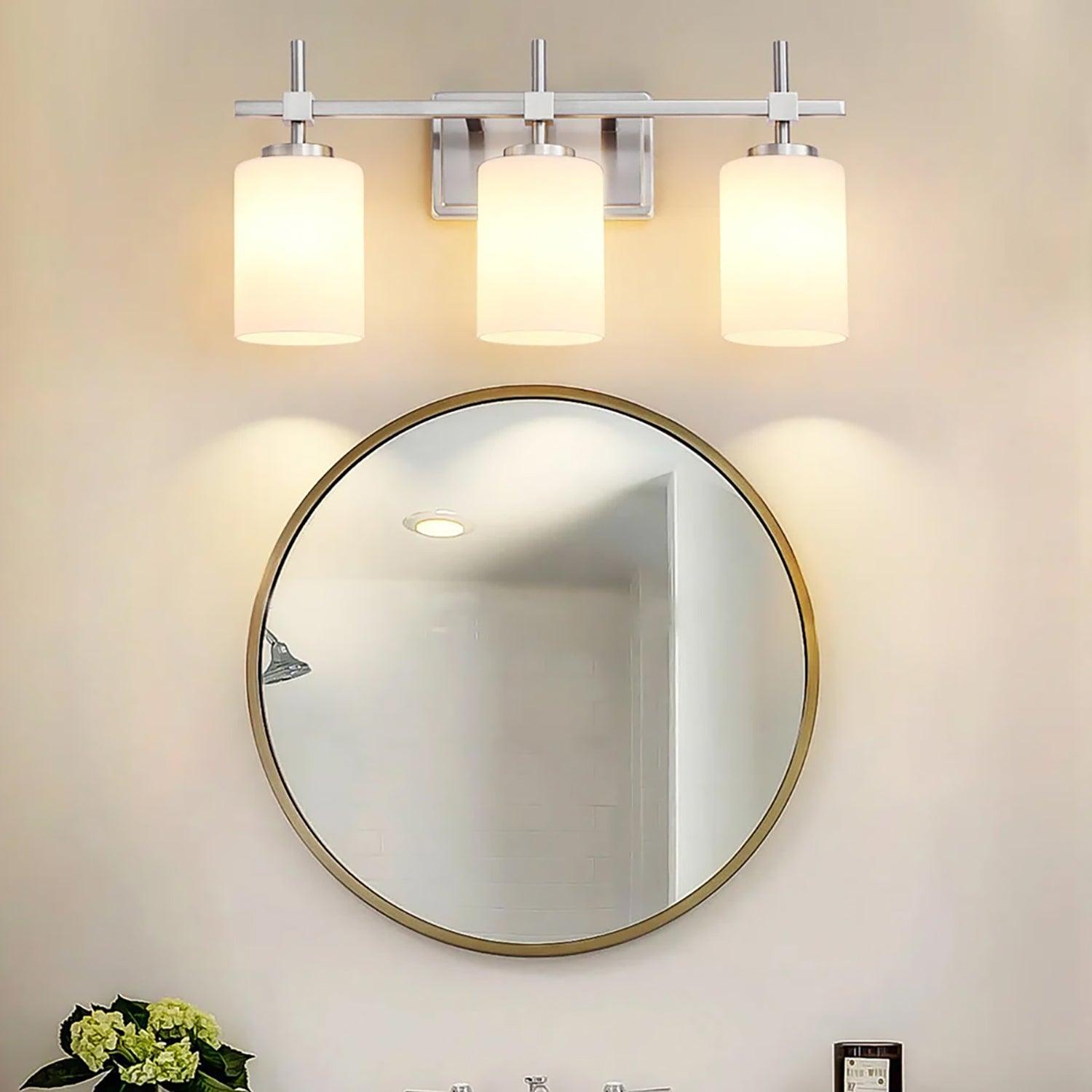 Frosted Glass Jasper Gold Modern 3-Light Bathroom Vanity Light
