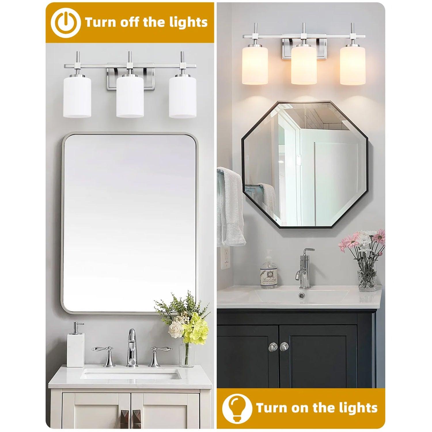 Frosted Glass Jasper Gold Modern 3-Light Bathroom Vanity Light