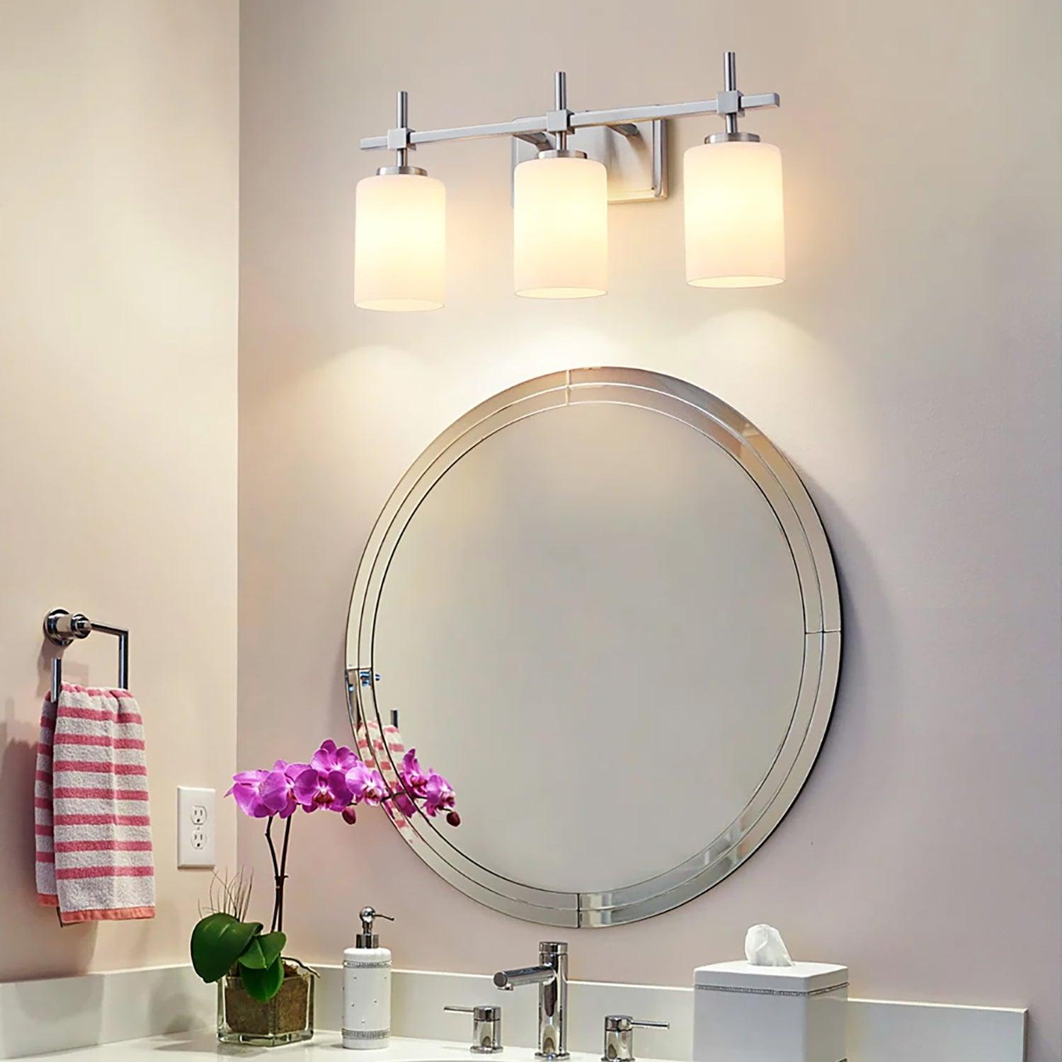 Frosted Glass Jasper Gold Modern 3-Light Bathroom Vanity Light