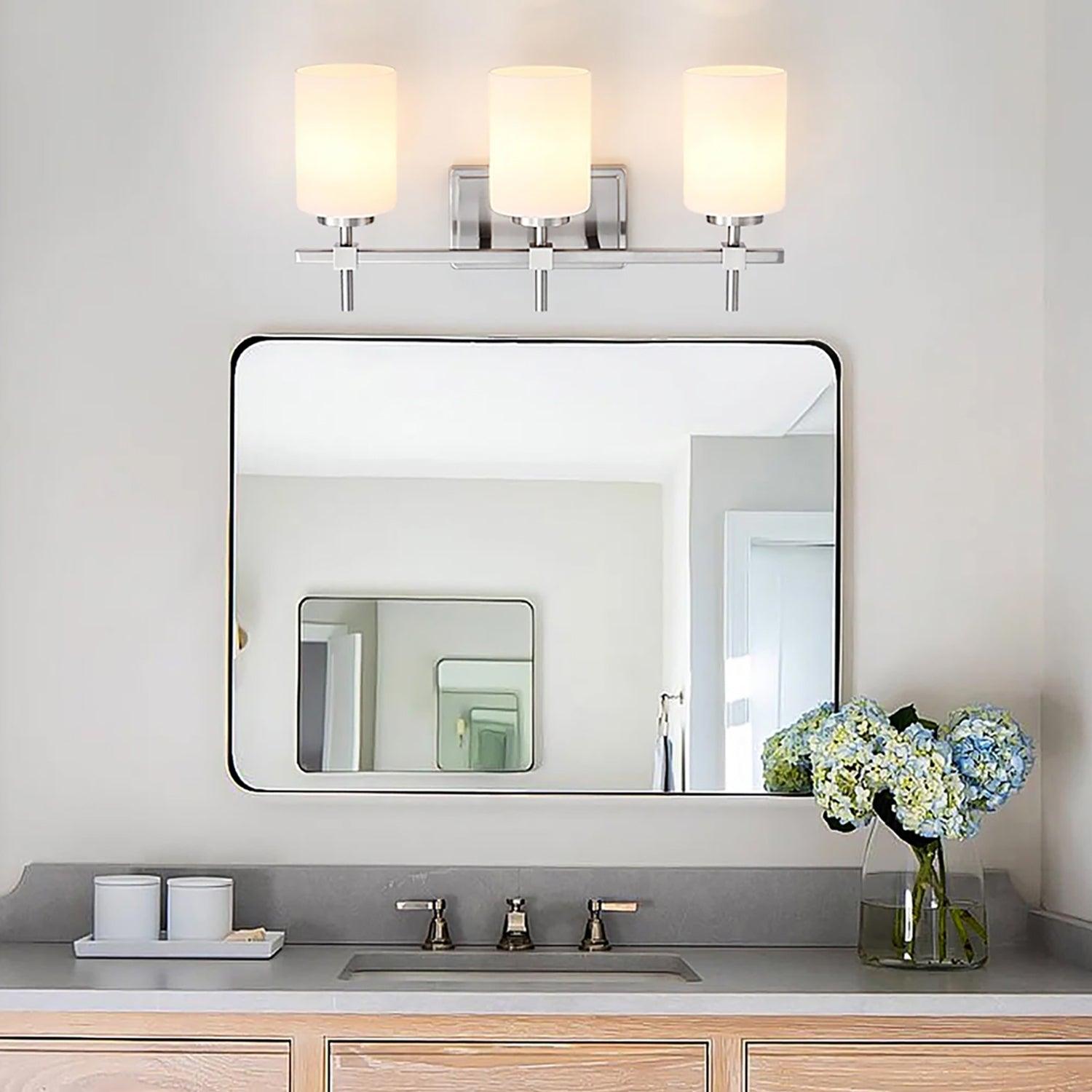 Frosted Glass Jasper Gold Modern 3-Light Bathroom Vanity Light