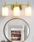 Frosted Glass Jasper Gold Modern 3-Light Bathroom Vanity Light