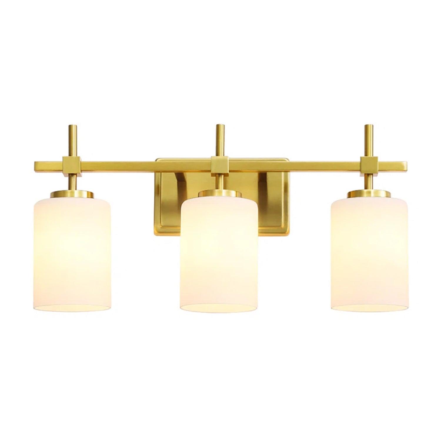 Frosted Glass Jasper Gold Modern 3-Light Bathroom Vanity Light