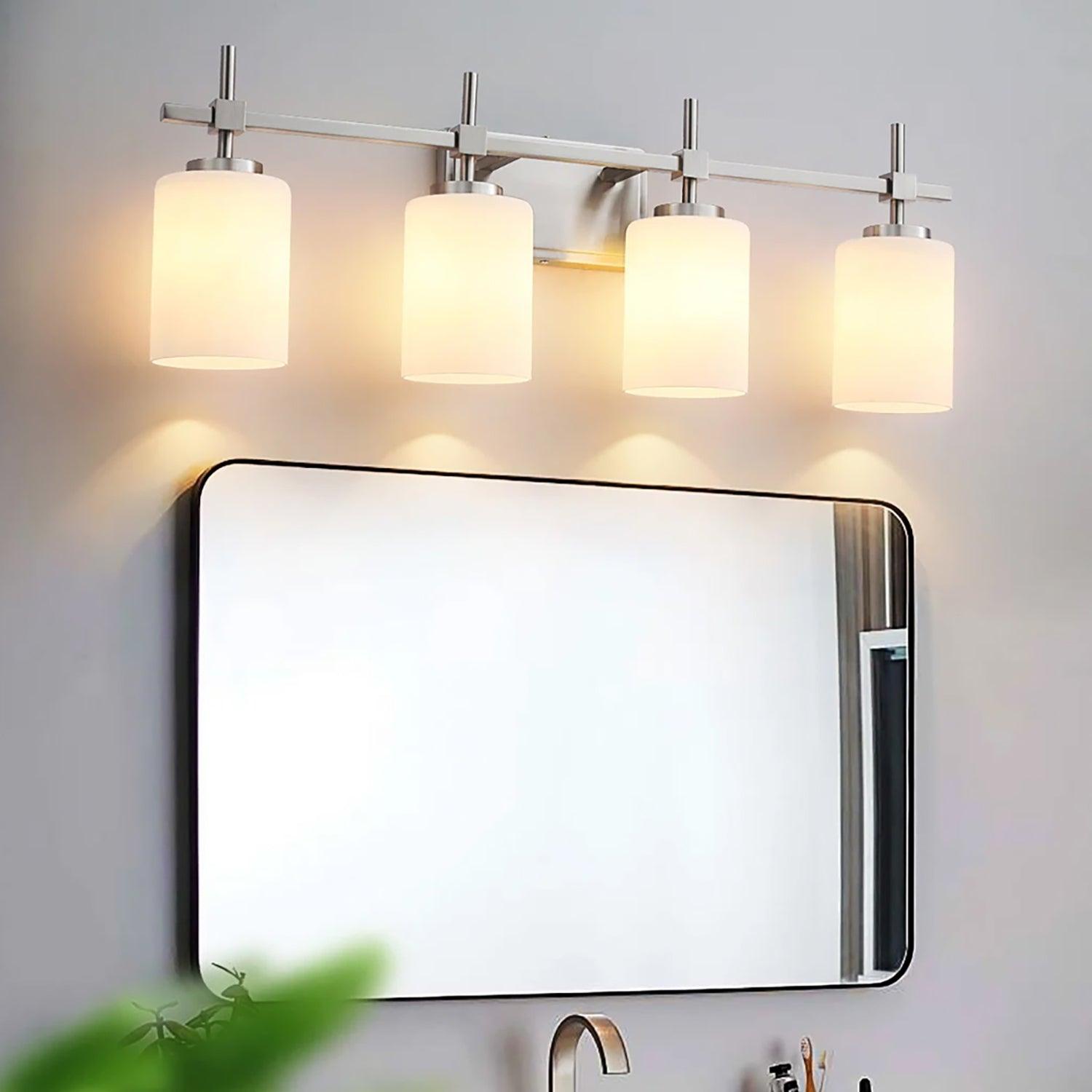 Frosted Glass Jasper Gold Modern 4-Light Bathroom Vanity Light