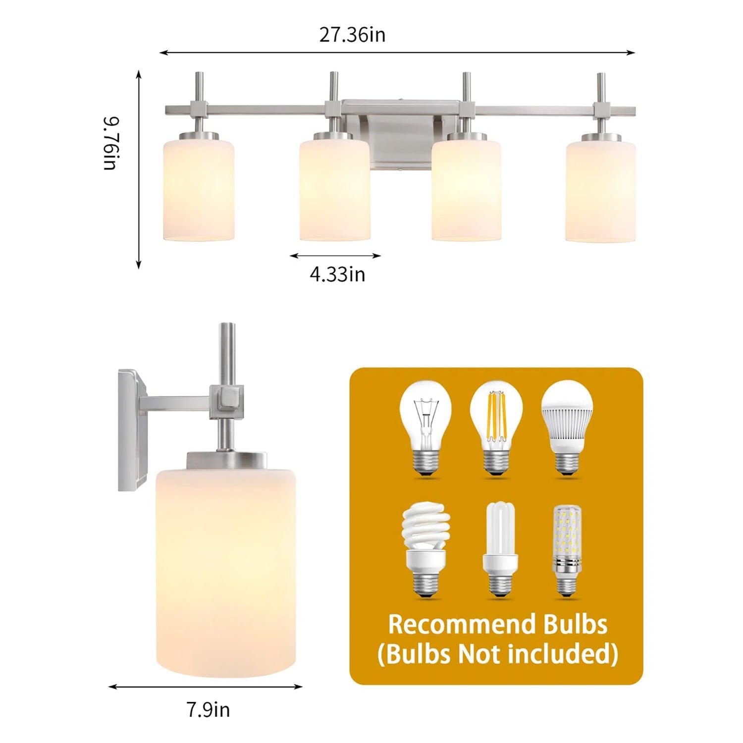 Frosted Glass Jasper Gold Modern 4-Light Bathroom Vanity Light