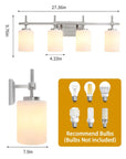 Frosted Glass Jasper Gold Modern 4-Light Bathroom Vanity Light
