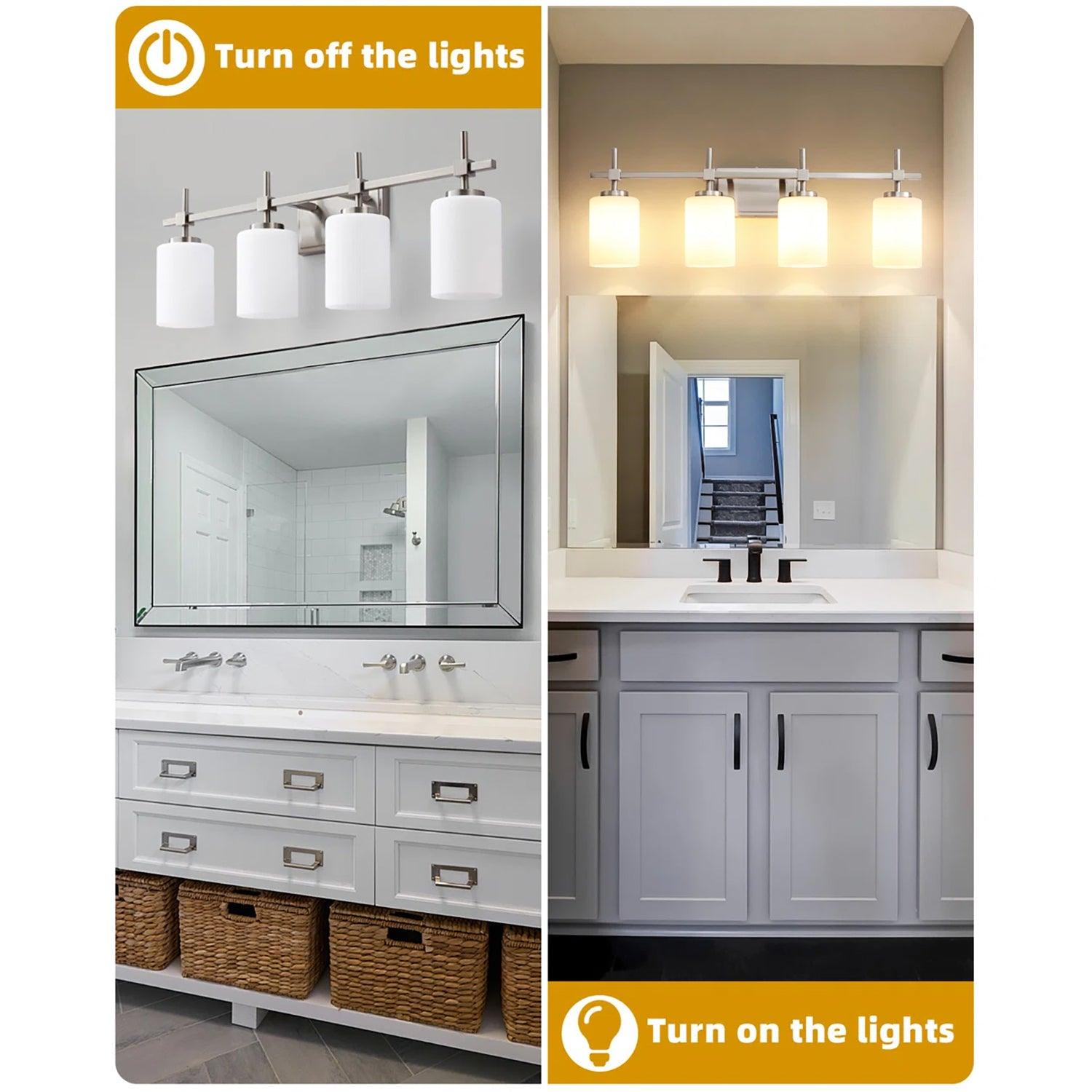 Frosted Glass Jasper Gold Modern 4-Light Bathroom Vanity Light