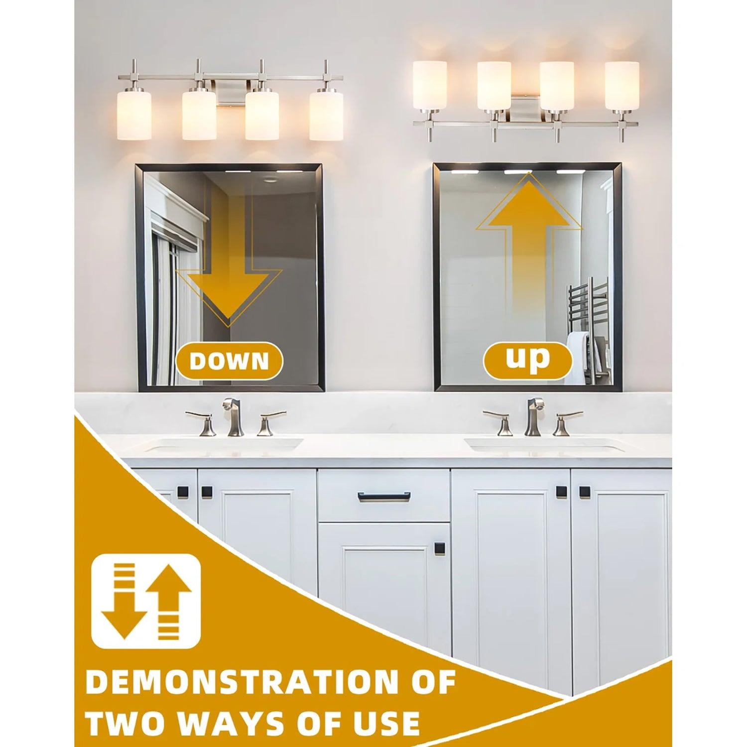 Frosted Glass Jasper Gold Modern 4-Light Bathroom Vanity Light