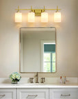 Frosted Glass Jasper Gold Modern 4-Light Bathroom Vanity Light