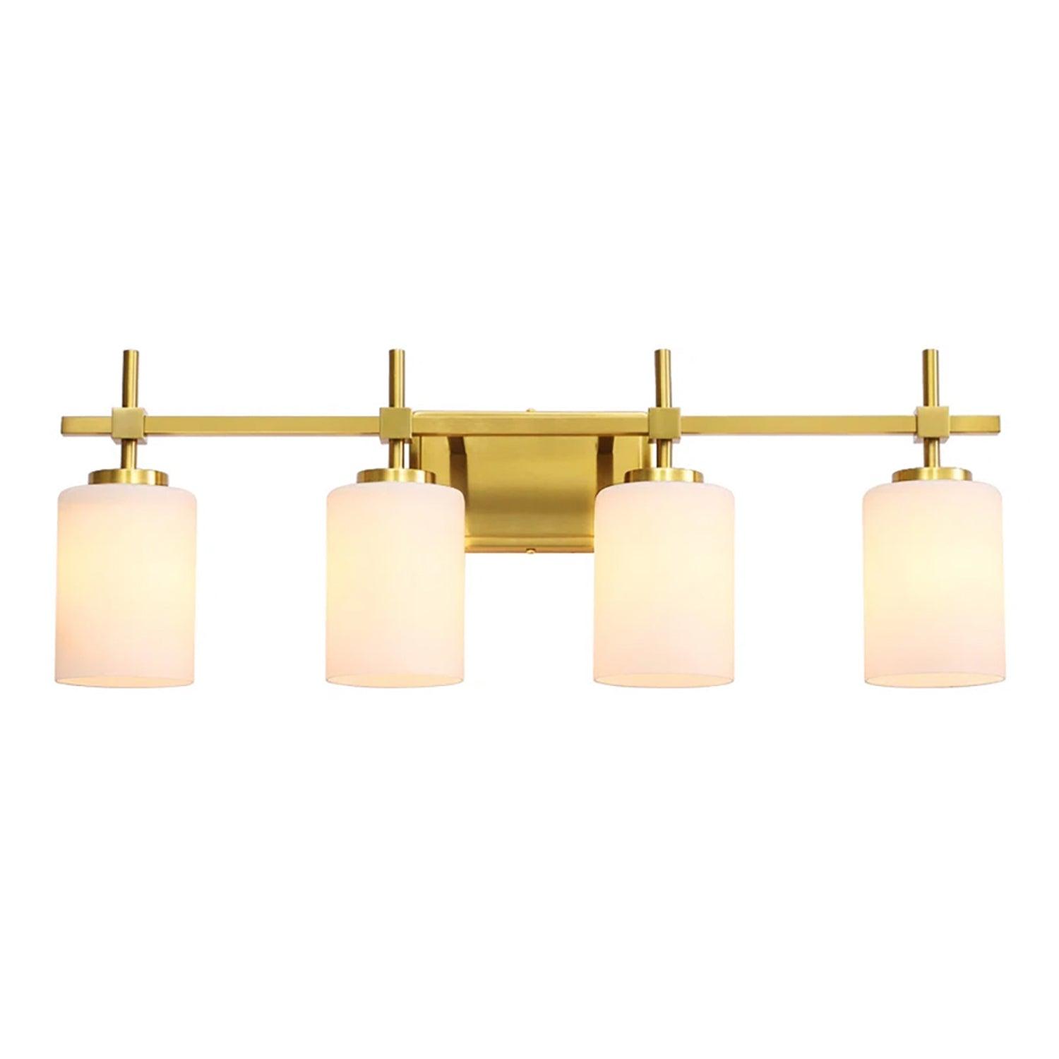 Frosted Glass Jasper Gold Modern 4-Light Bathroom Vanity Light
