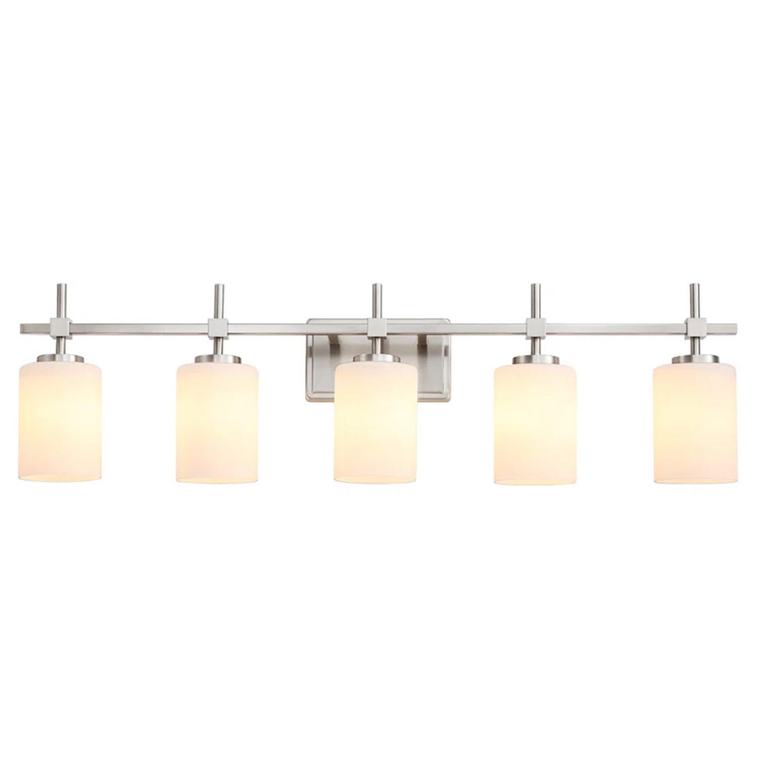 Frosted Glass Jasper Gold Modern 5-Light Bathroom Vanity Light