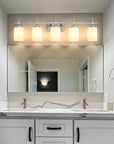 Frosted Glass Jasper Gold Modern 5-Light Bathroom Vanity Light