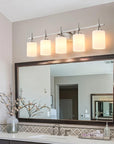 Frosted Glass Jasper Gold Modern 5-Light Bathroom Vanity Light