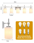 Frosted Glass Jasper Gold Modern 5-Light Bathroom Vanity Light