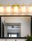 Frosted Glass Jasper Gold Modern 5-Light Bathroom Vanity Light