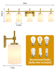 Frosted Glass Jasper Gold Modern 5-Light Bathroom Vanity Light