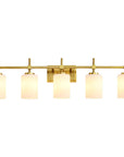 Frosted Glass Jasper Gold Modern 5-Light Bathroom Vanity Light