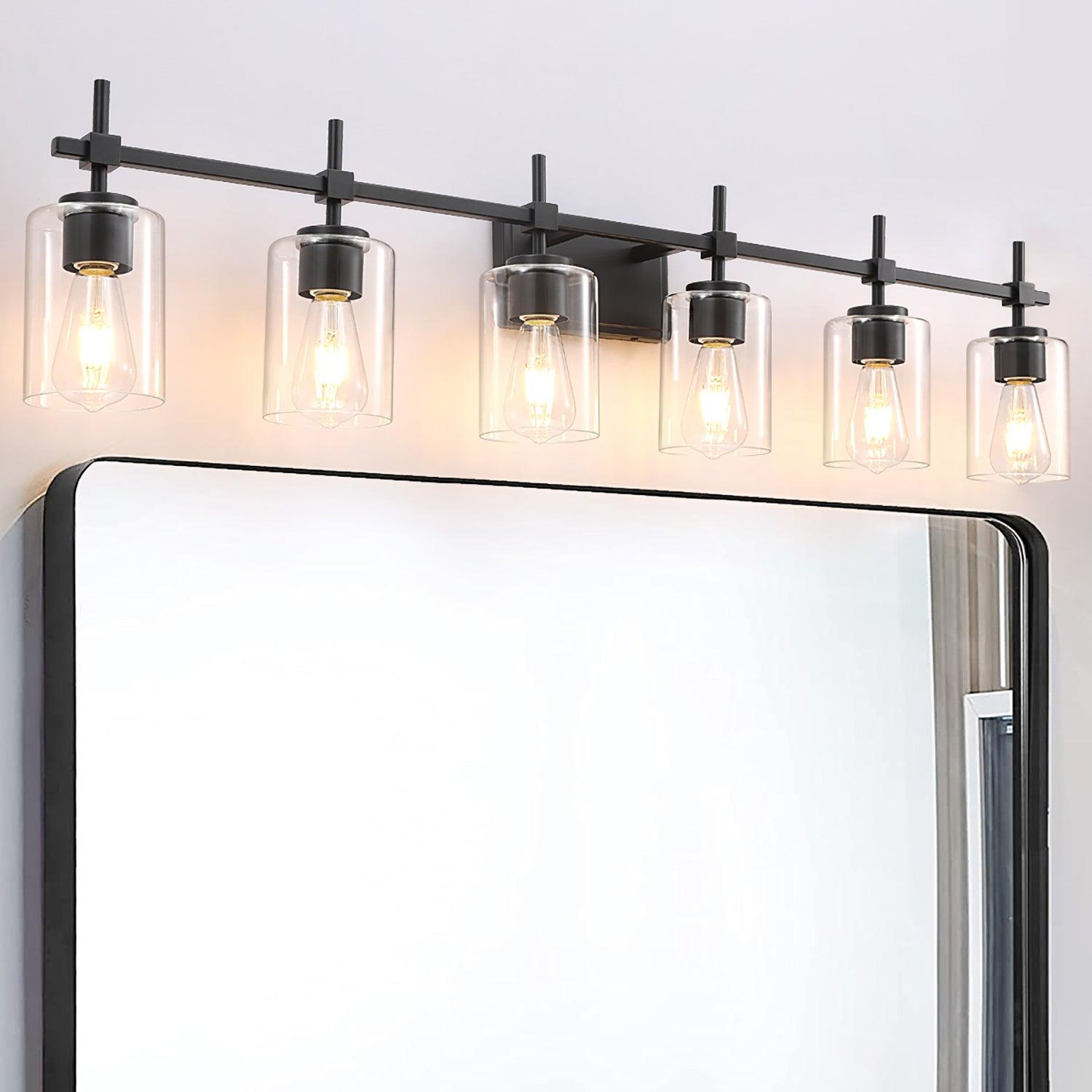 Clear Glass Jasper Modern 6-Light Bathroom Vanity Light