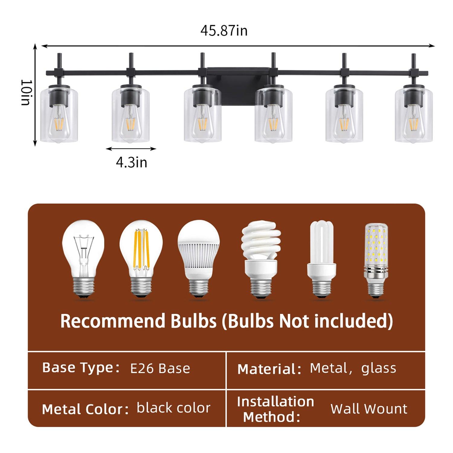 Clear Glass Jasper Modern 6-Light Bathroom Vanity Light