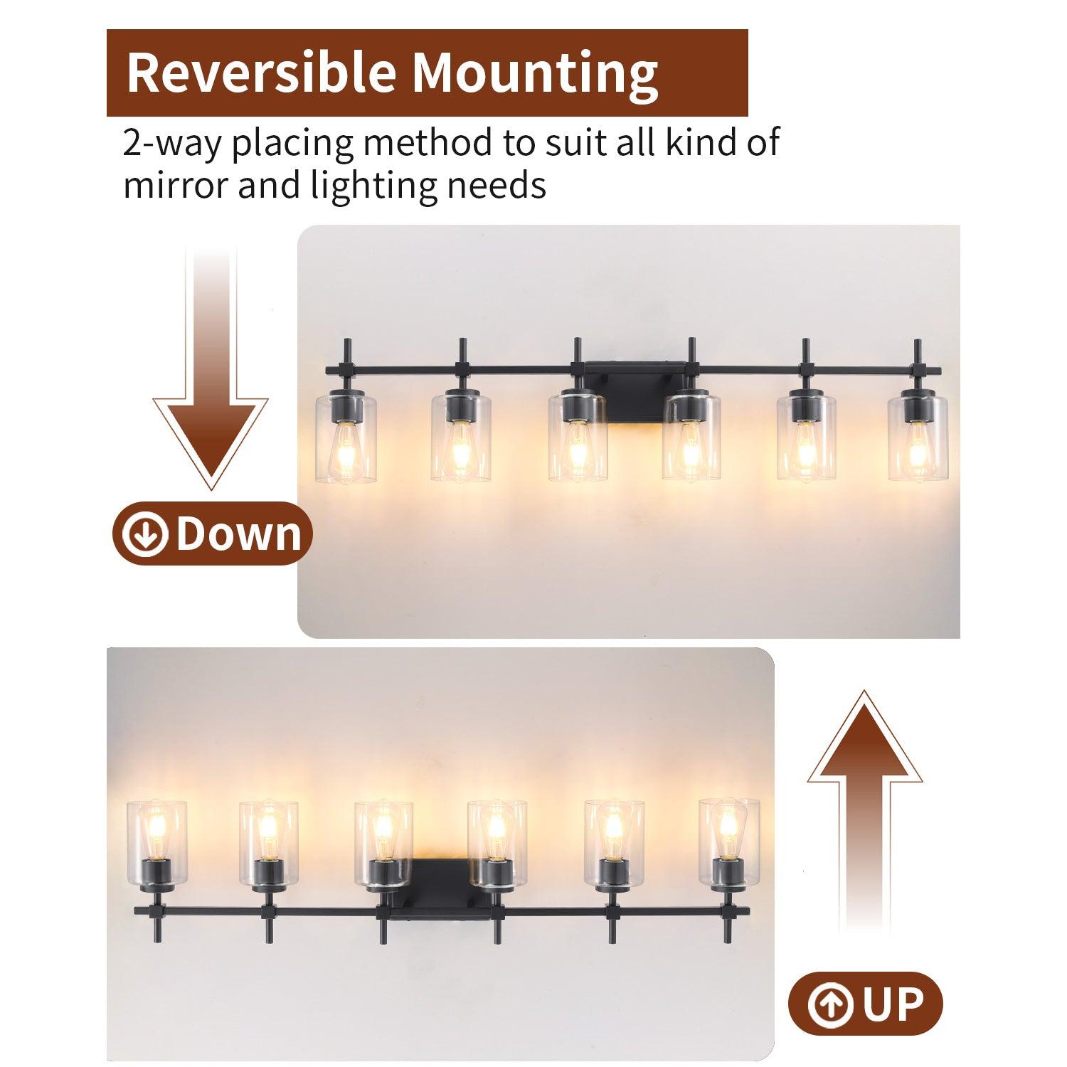 Clear Glass Jasper Modern 6-Light Bathroom Vanity Light