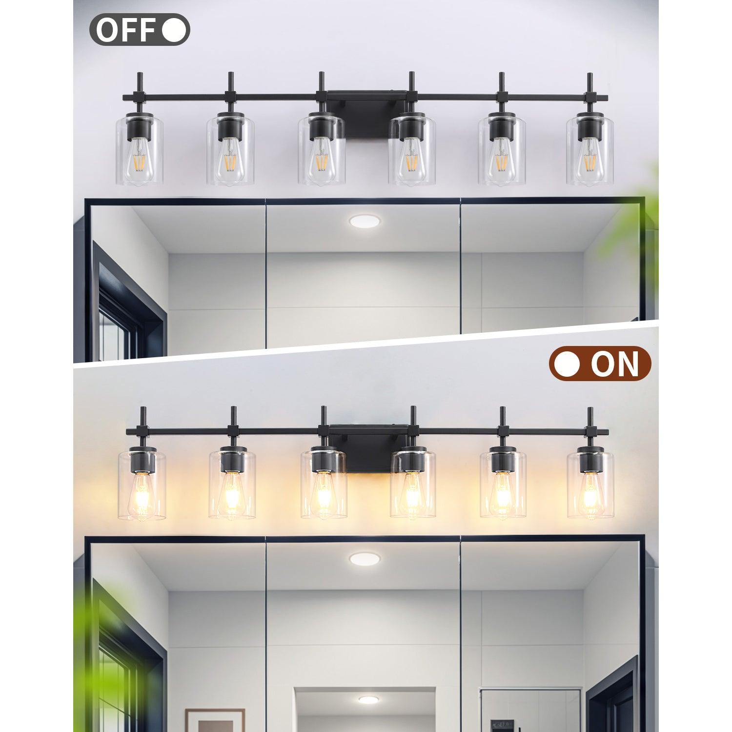 Clear Glass Jasper Modern 6-Light Bathroom Vanity Light