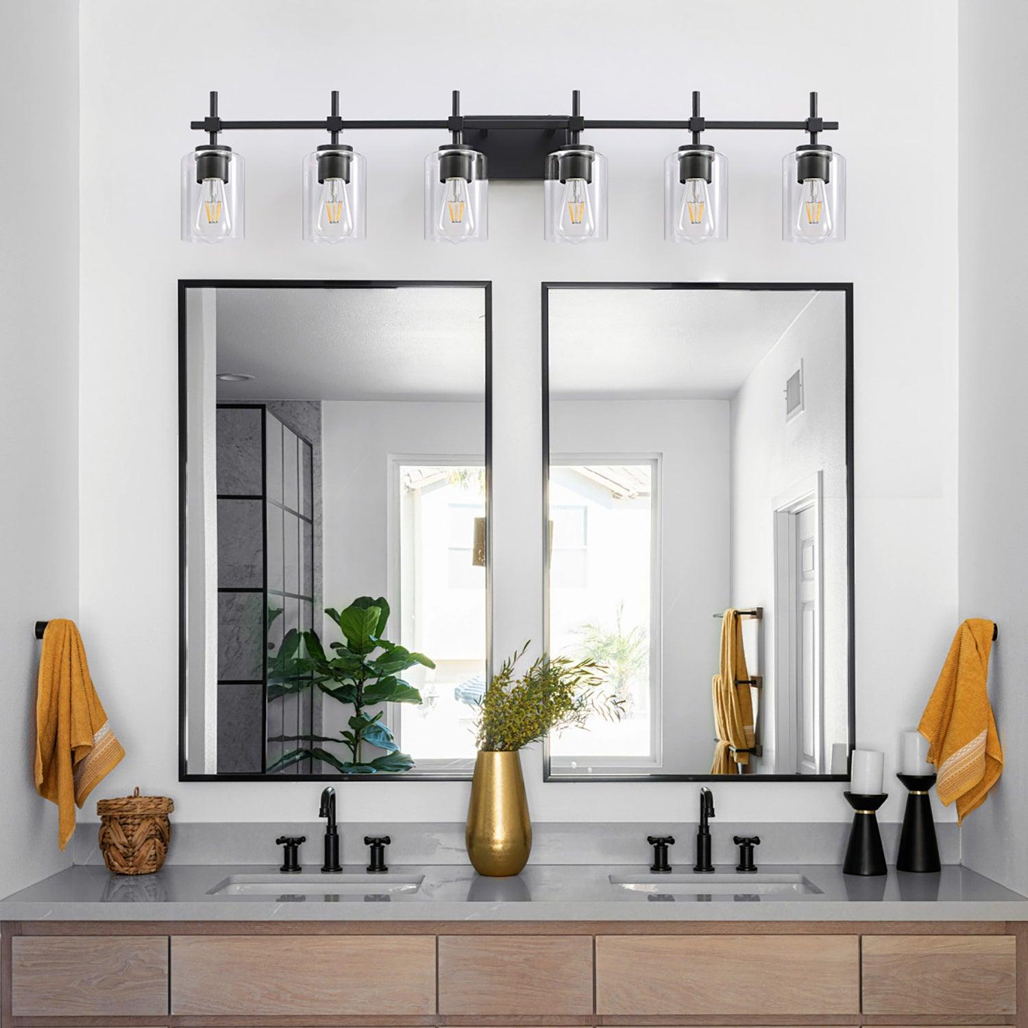 Clear Glass Jasper Modern 6-Light Bathroom Vanity Light