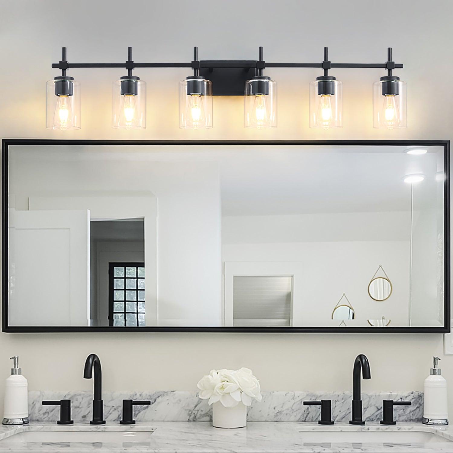 Clear Glass Jasper Modern 6-Light Bathroom Vanity Light