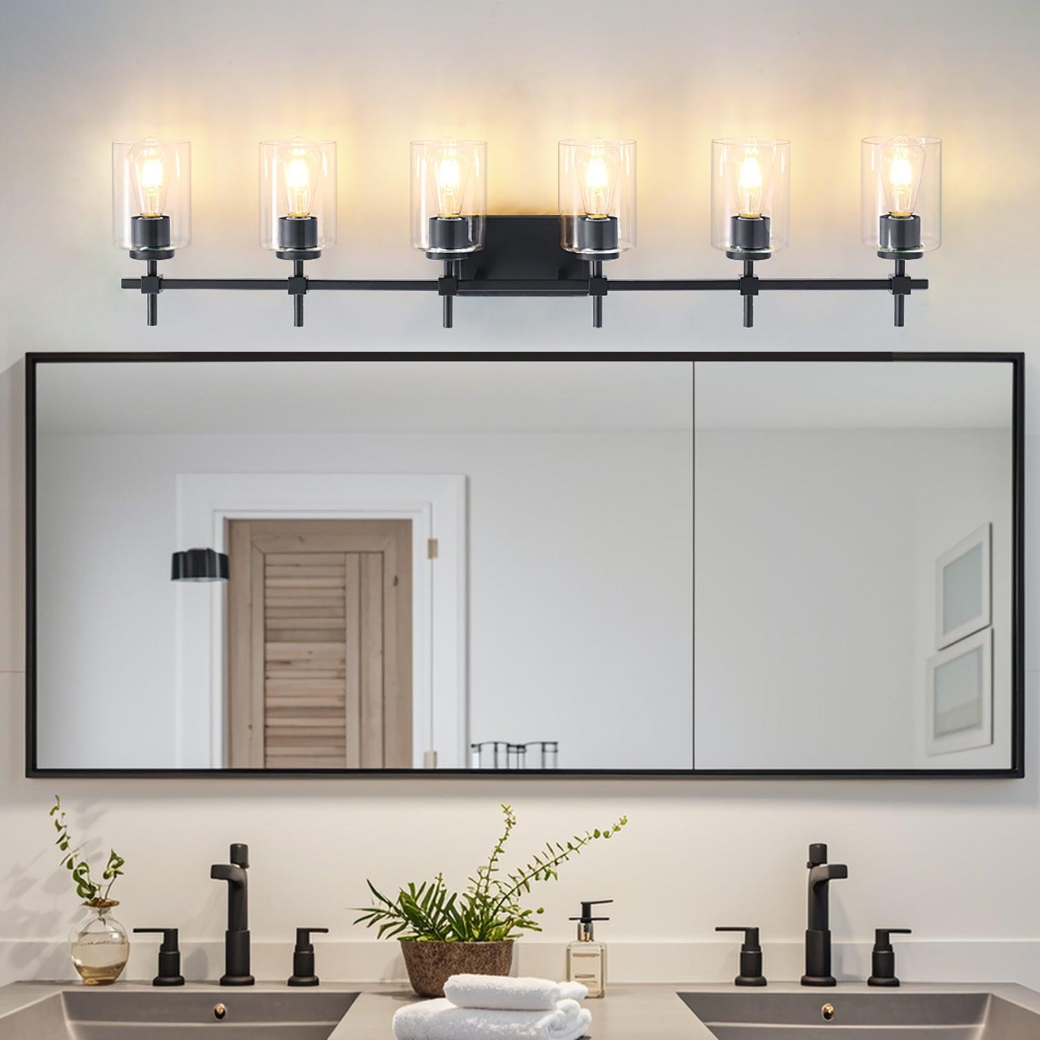 Clear Glass Jasper Modern 6-Light Bathroom Vanity Light