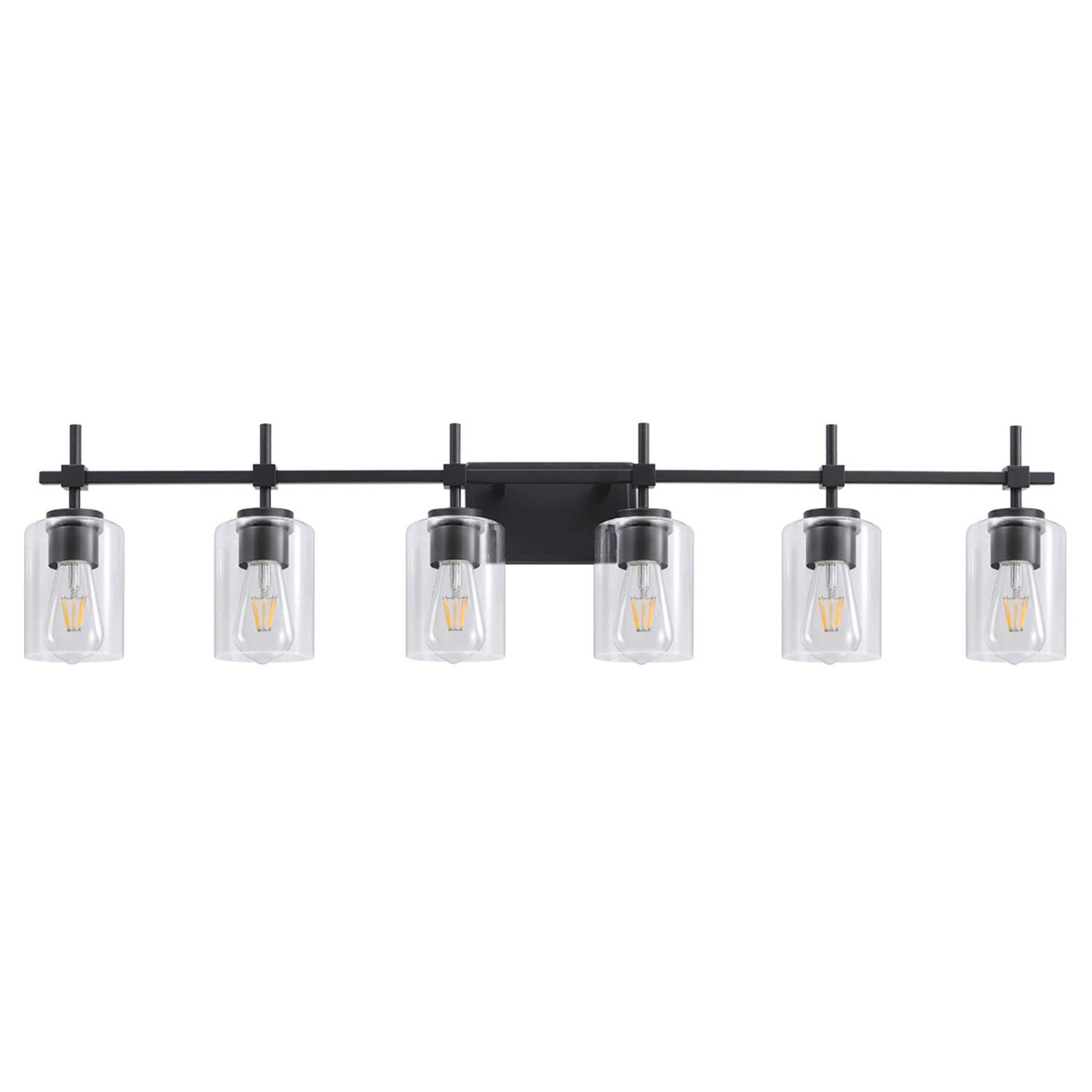 Clear Glass Jasper Modern 6-Light Bathroom Vanity Light