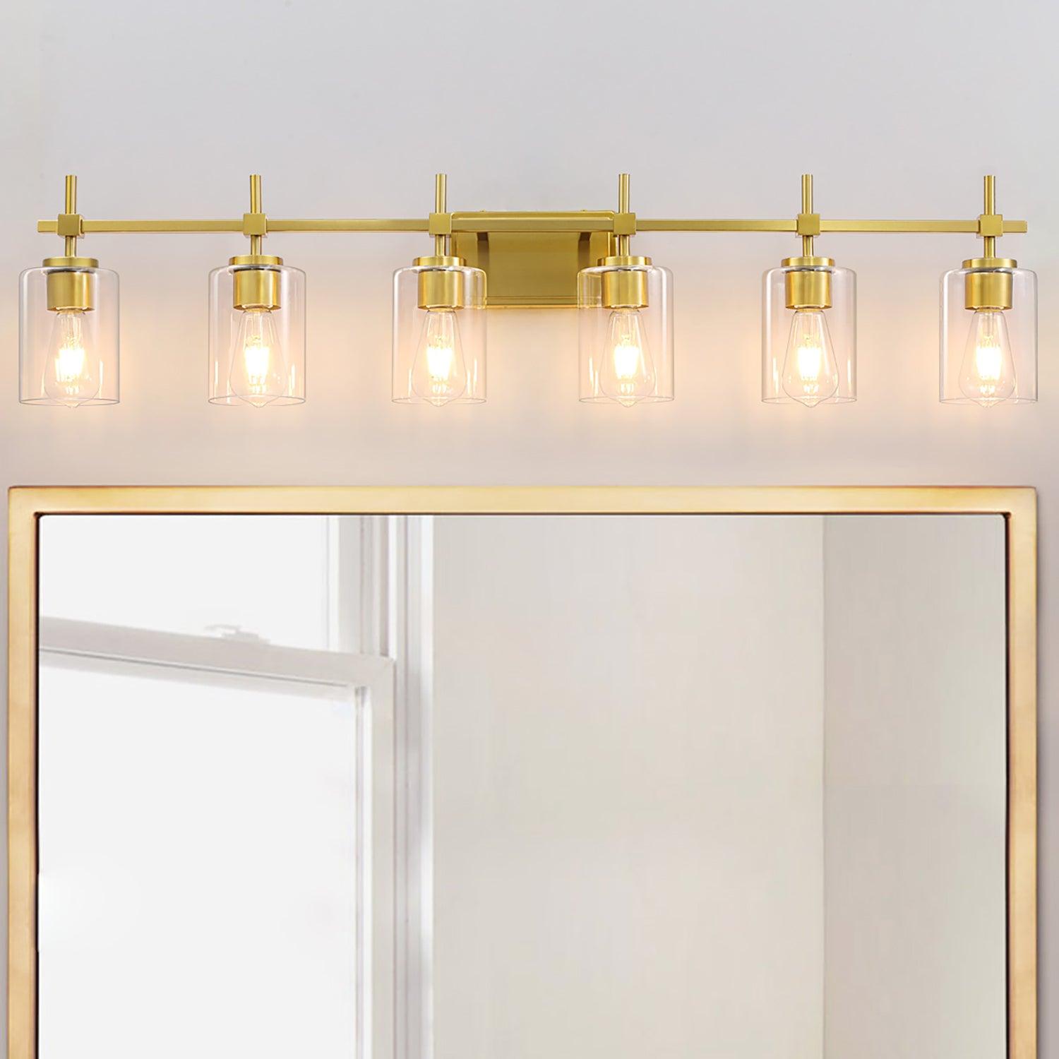 Clear Glass Jasper Modern 6-Light Bathroom Vanity Light
