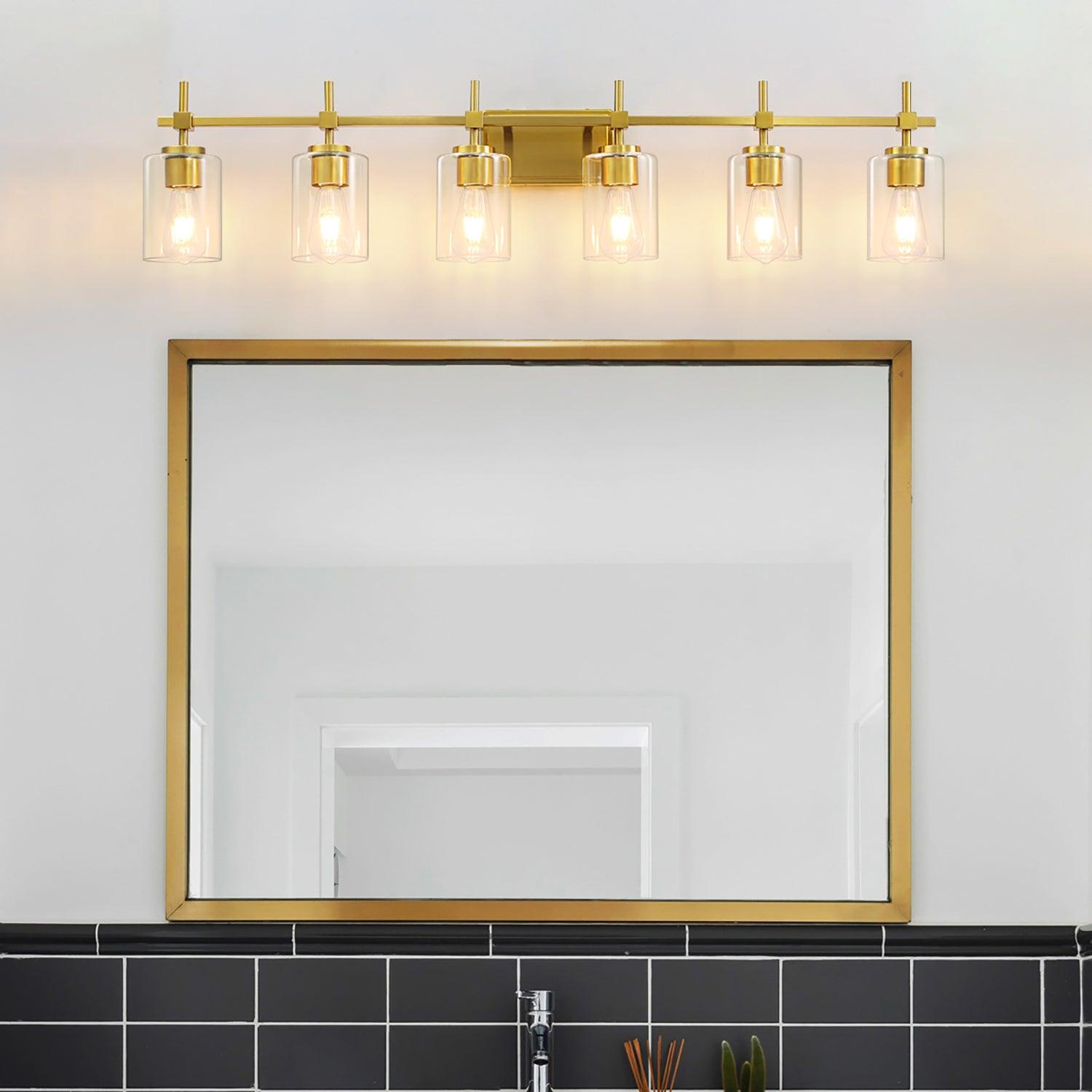 Clear Glass Jasper Modern 6-Light Bathroom Vanity Light