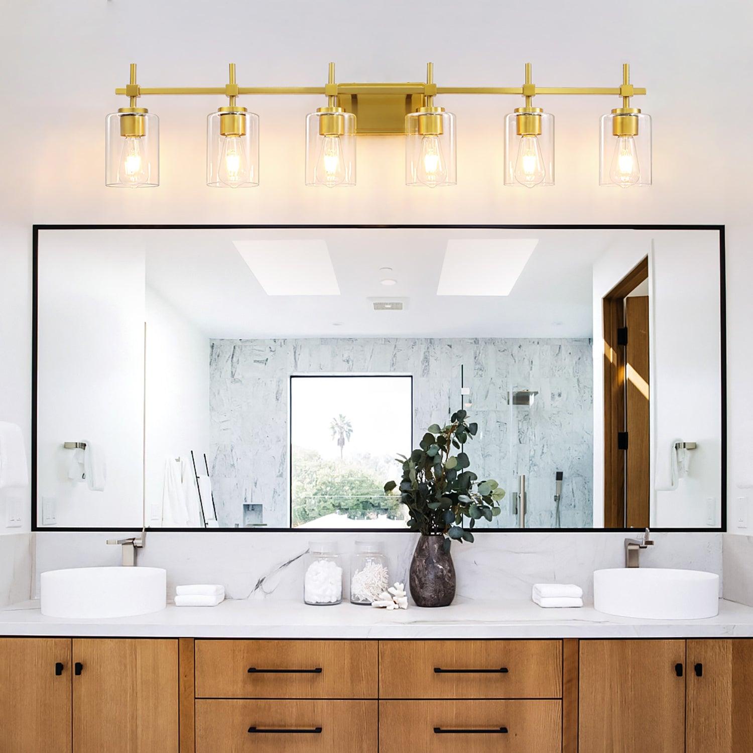 Clear Glass Jasper Modern 6-Light Bathroom Vanity Light