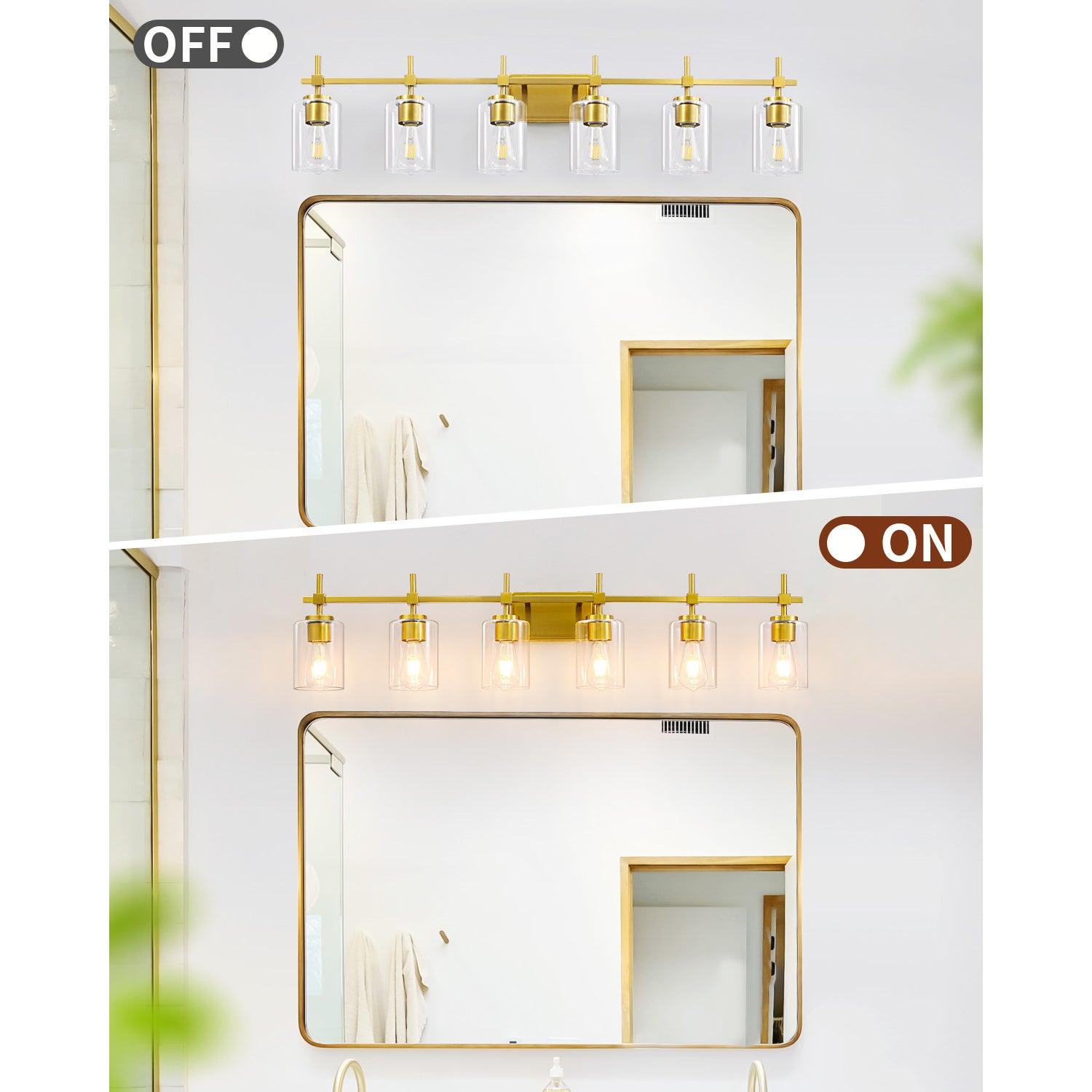 Clear Glass Jasper Modern 6-Light Bathroom Vanity Light