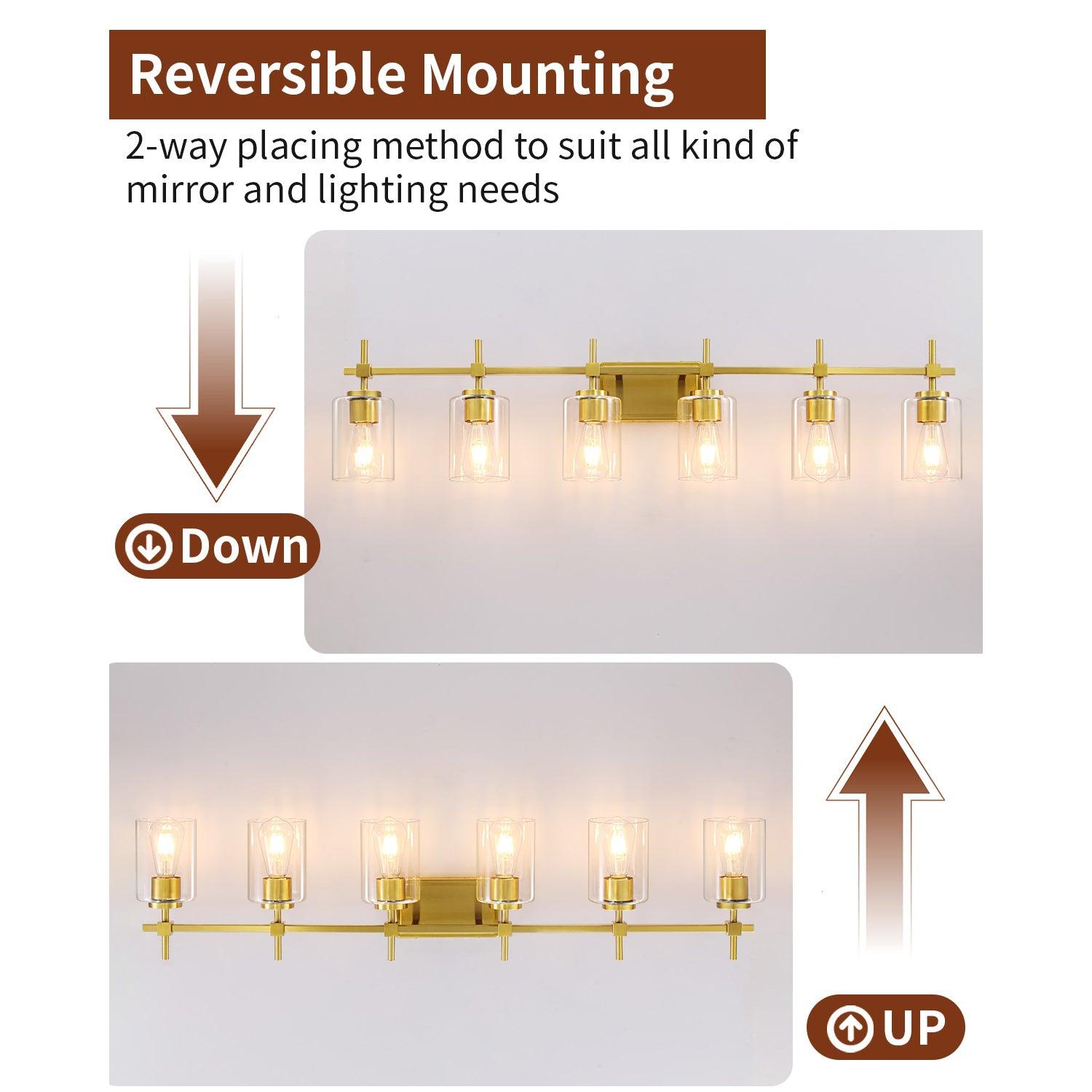 Clear Glass Jasper Modern 6-Light Bathroom Vanity Light