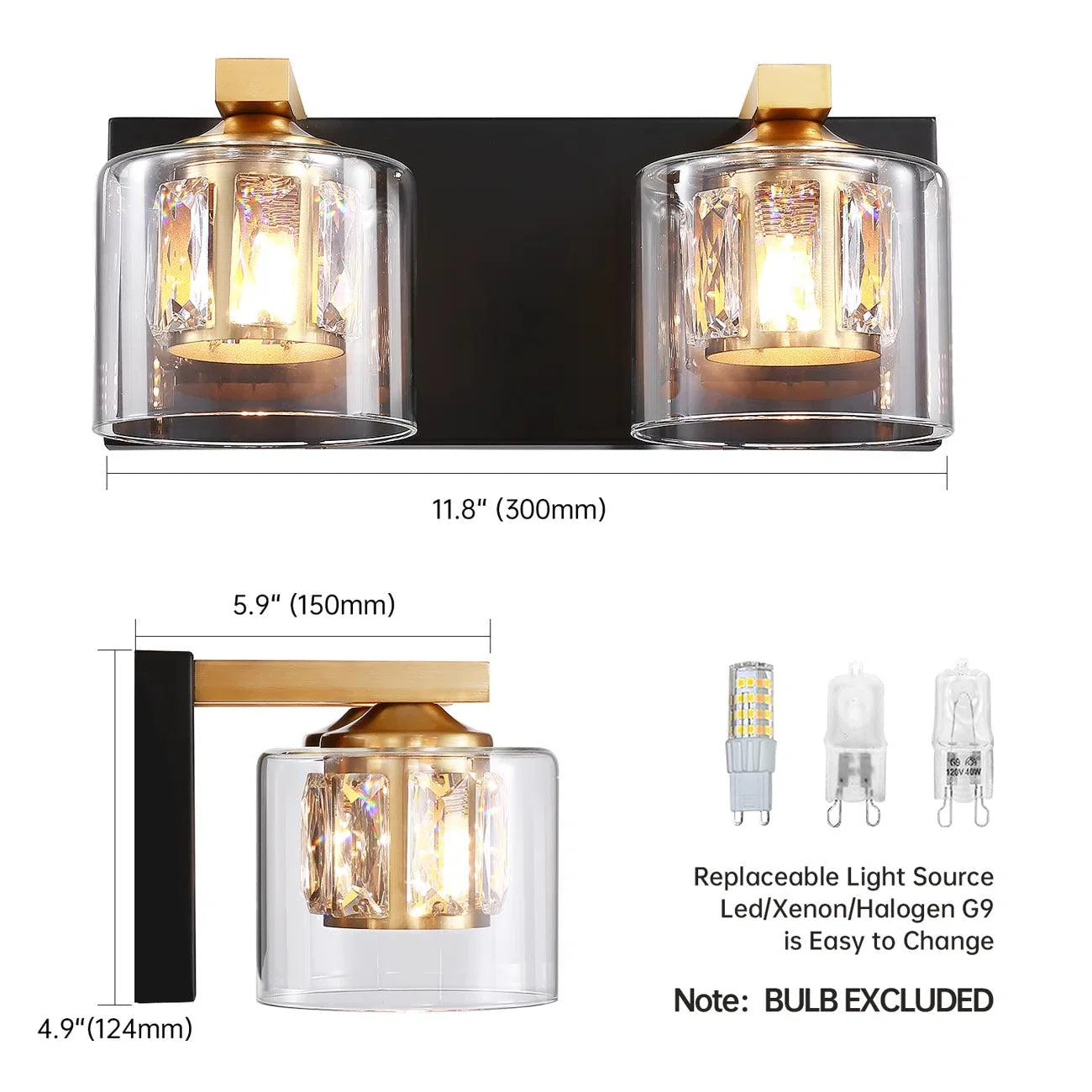 Modern Kolt 2-Light Bathroom Vanity Light