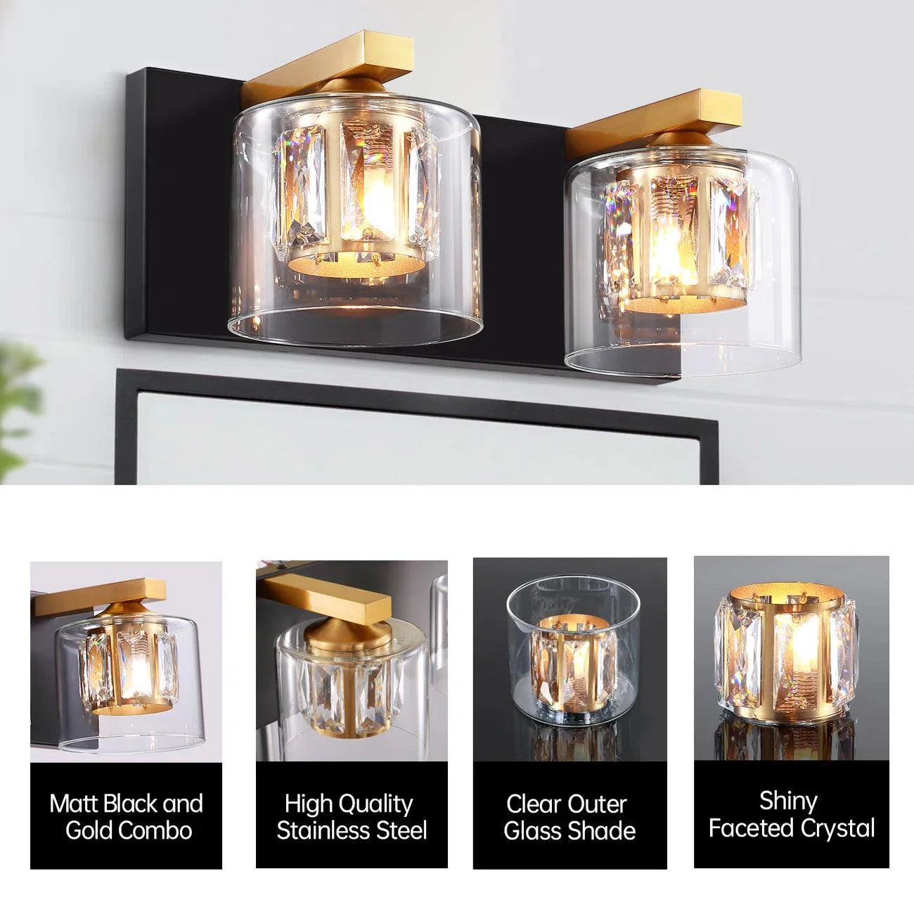 Modern Kolt 2-Light Bathroom Vanity Light