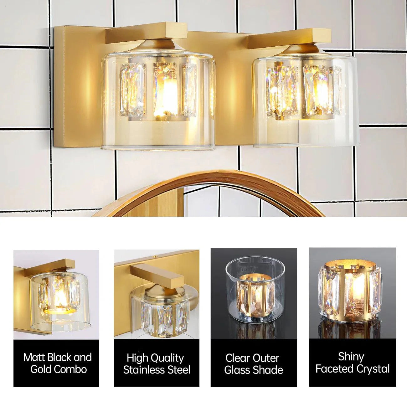 Modern Kolt 2-Light Bathroom Vanity Light