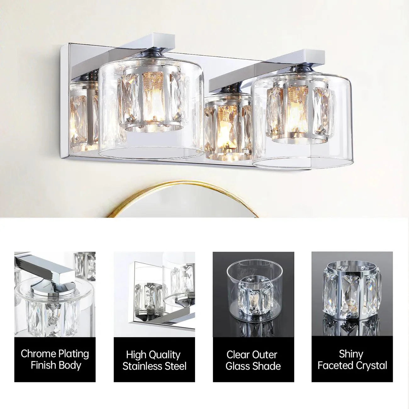 Modern Kolt 2-Light Bathroom Vanity Light