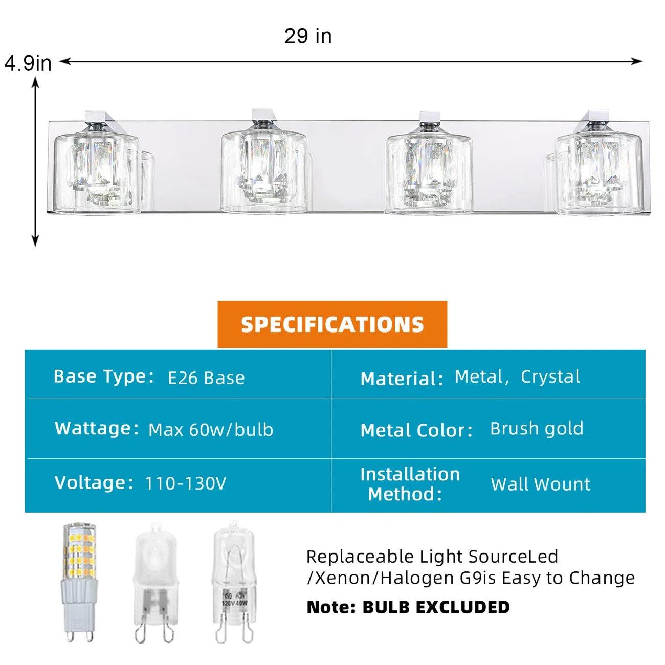 Modern Kolt 4-Light Bathroom Vanity Light