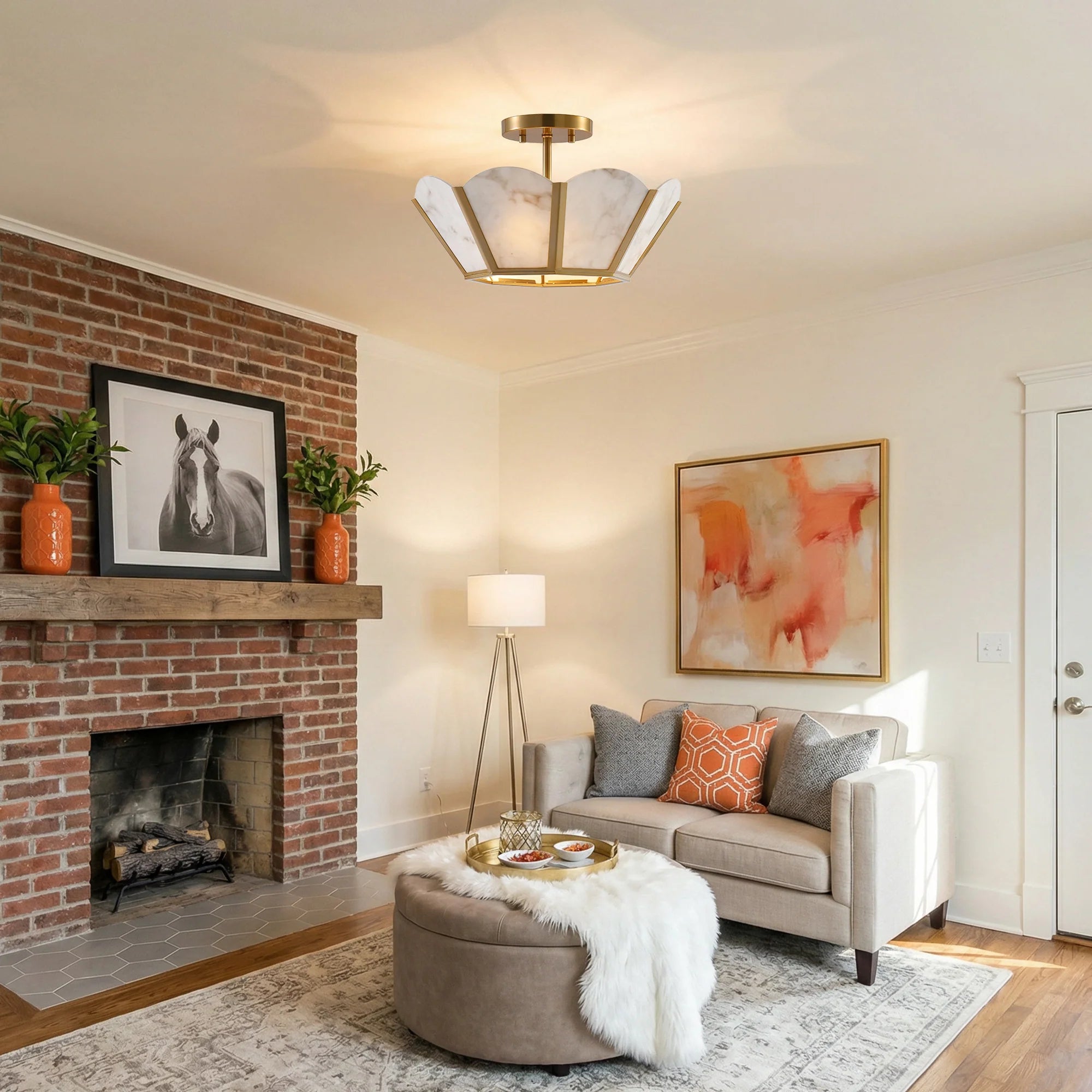 15" Lena 3-Light Semi-Flush Mount Ceiling Light