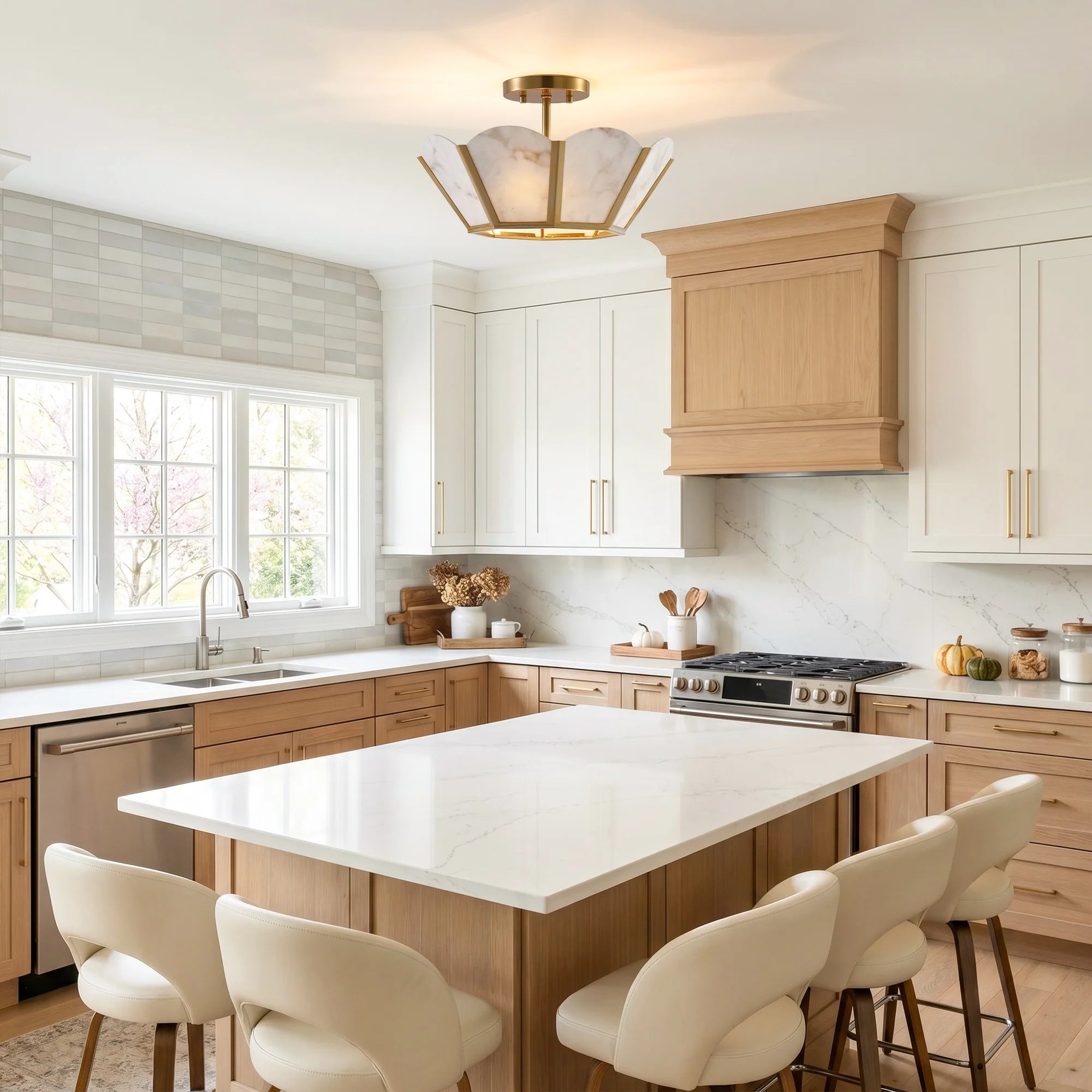 15" Lena 3-Light Semi-Flush Mount Ceiling Light