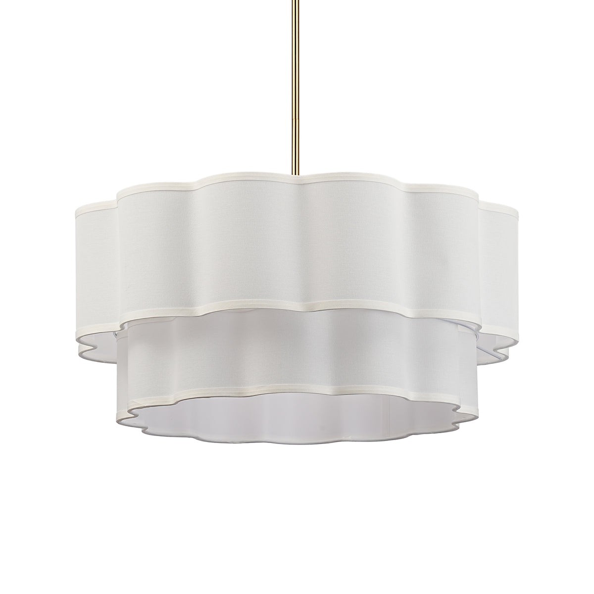 Maren 6-Light Adjustable-Angle Brushed Brass Chandelier with Tiered Linen Shades