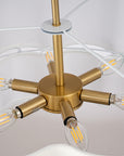 Maren 6-Light Adjustable-Angle Brushed Brass Chandelier with Tiered Linen Shades